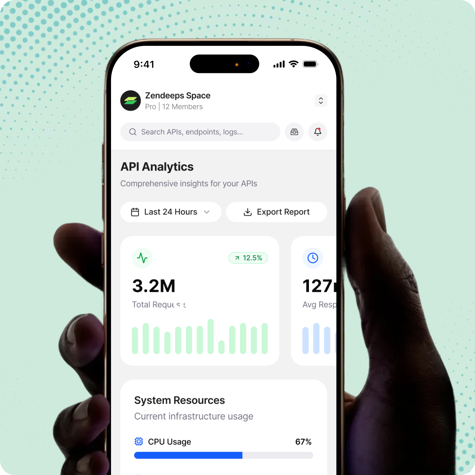 MonuPi Endpoints Dashboard showing detailed metrics and health status